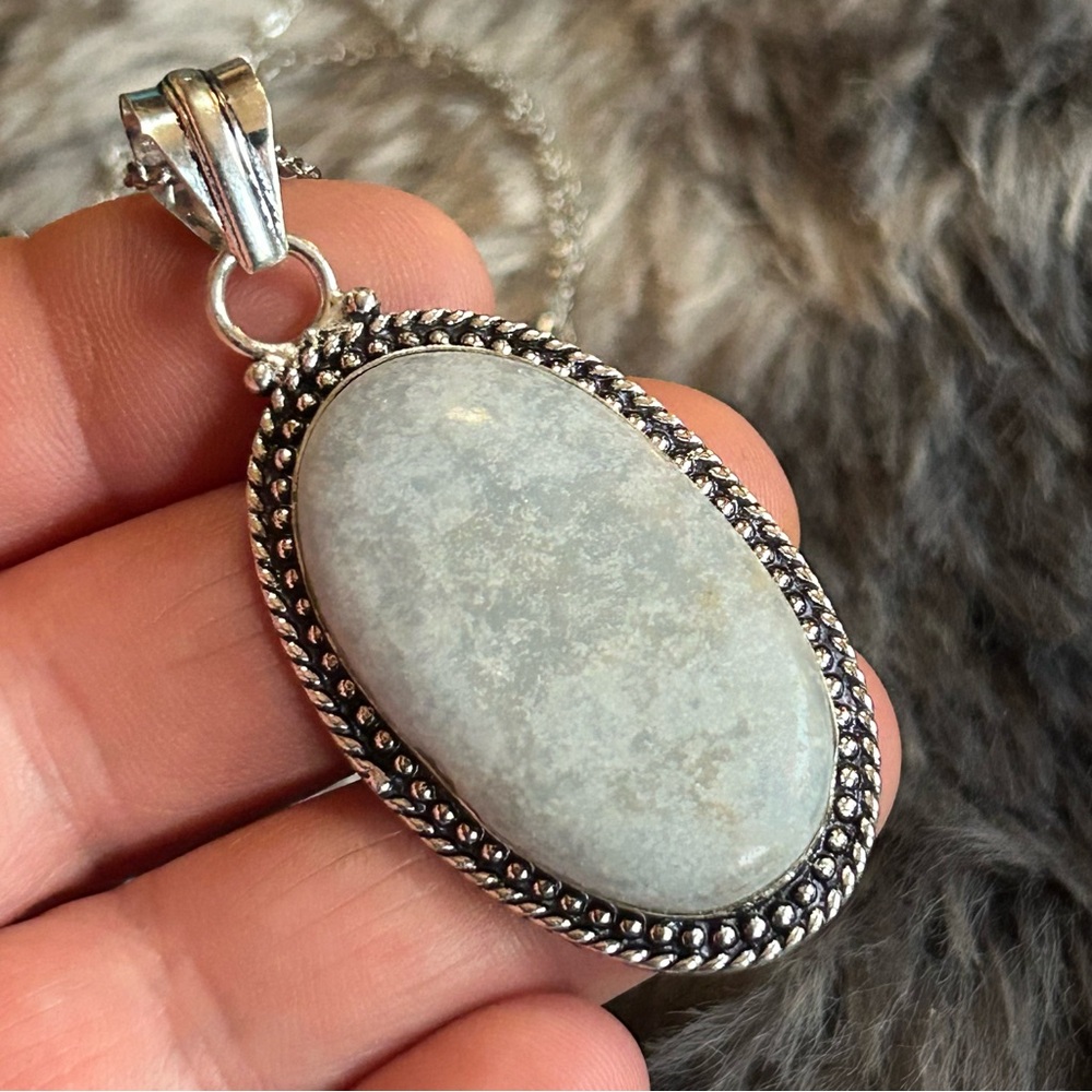 Handcrafted framed rainbow moonstone 925 sterling pendant on chain necklace